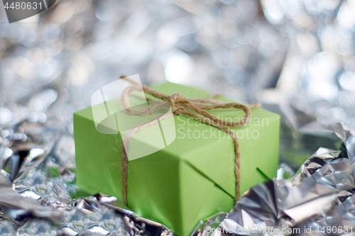 Image of Gift boxes on wooden table