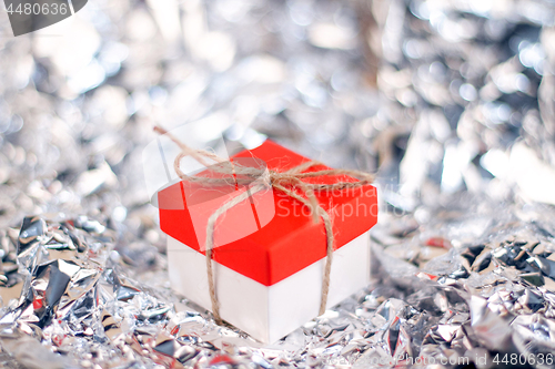 Image of Gift boxes on wooden table