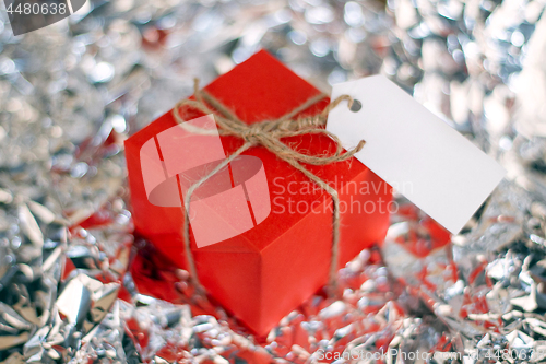 Image of Gift boxes on wooden table