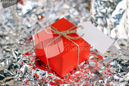 Image of Gift boxes on wooden table