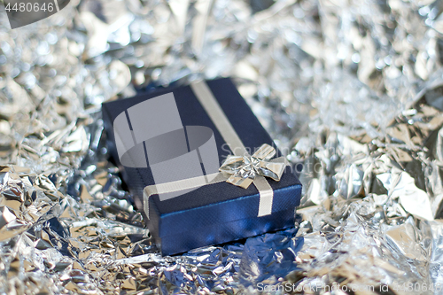 Image of Gift boxes on wooden table