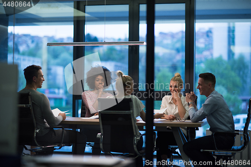 Image of Business Team At A Meeting at modern office building