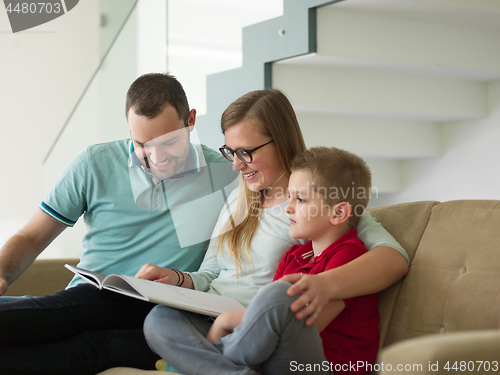 Image of family with little boy enjoys in the modern living room