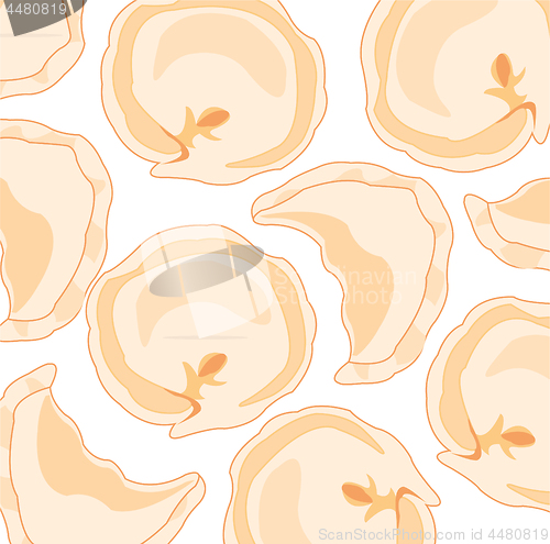 Image of Vector illustration meat dumplings decorative pattern on white