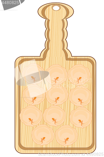 Image of Damp meat dumplings on kitchen board.Vector illustration