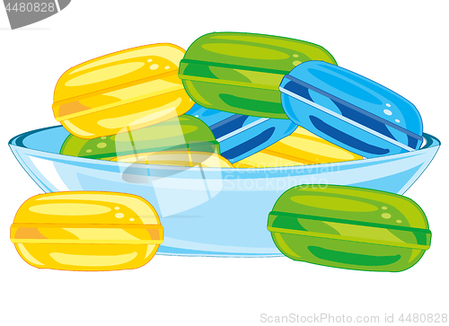 Image of Vector illustration of the sweetmeats lollipop colour in saucer