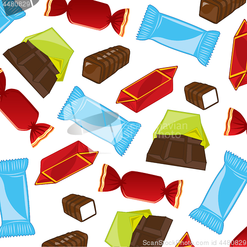 Image of Decorative pattern from sweetmeats and chocolate.Vector illustration