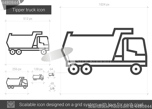 Image of Tipper truck line icon.