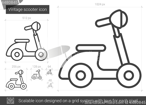 Image of Vintage scooter line icon.