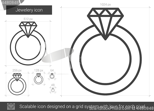 Image of Jewelry engagement ring line icon.