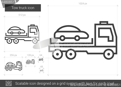 Image of Tow truck line icon.