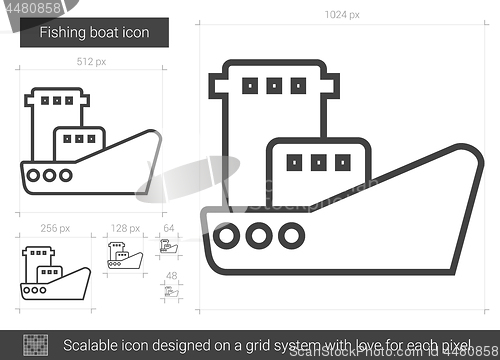 Image of Fishing boat line icon.