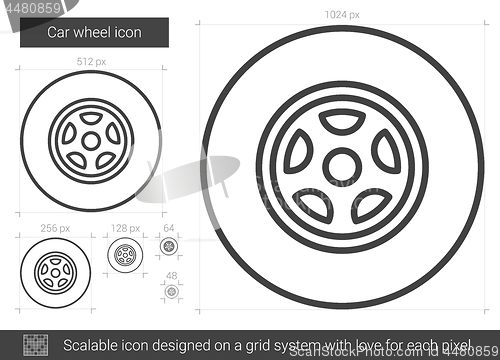 Image of Car wheel line icon.