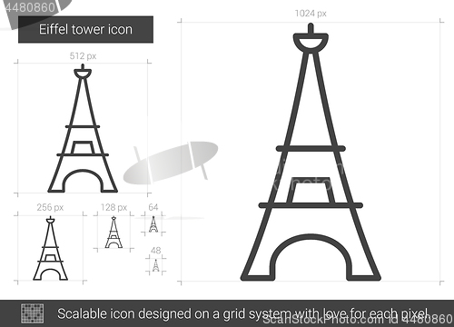 Image of Eiffel tower line icon.