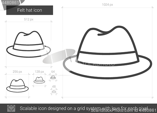 Image of Felt hat line icon.