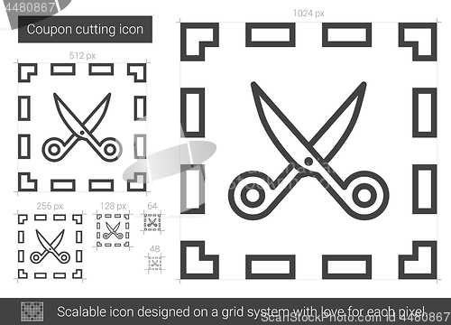 Image of Coupon cutting line icon.