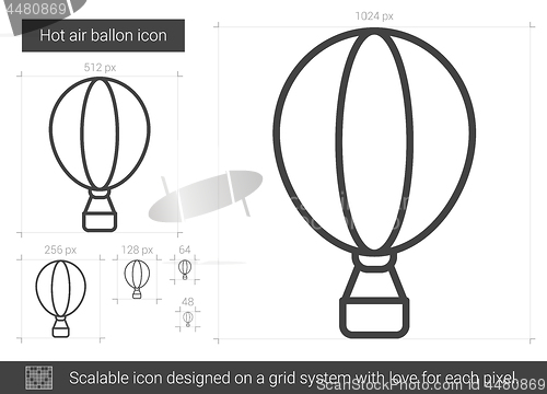 Image of Hot air balloon line icon.