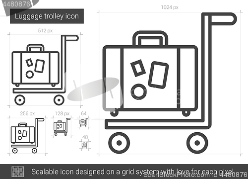 Image of Luggage trolley line icon.