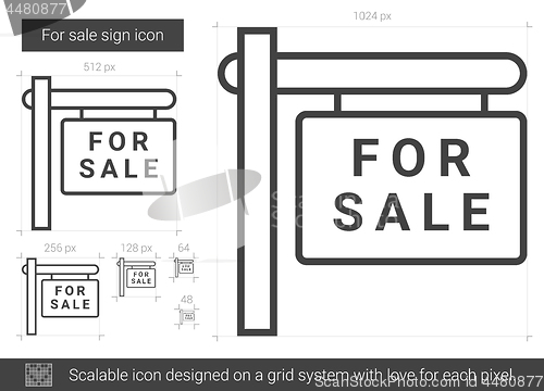 Image of For sale sign line icon.