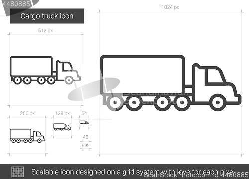 Image of Cargo truck line icon.