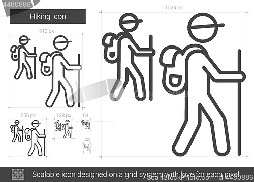 Image of Hiking line icon.