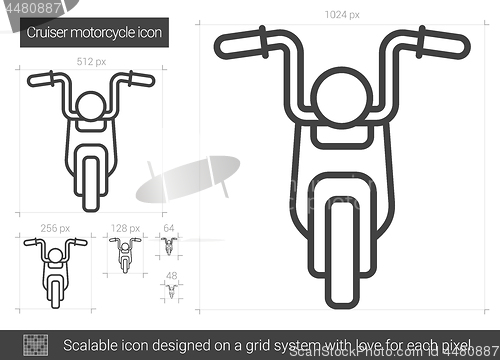 Image of Cruiser motorcycle line icon.