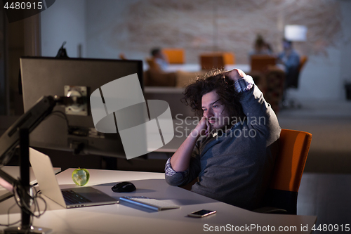 Image of businessman relaxing at the desk