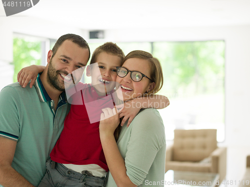 Image of family with little boy enjoys in the modern living room