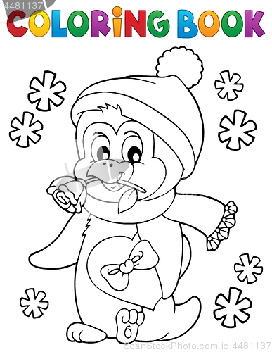 Image of Coloring book happy Valentine penguin 1