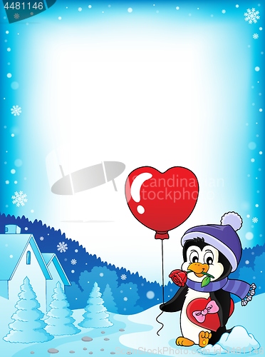 Image of Cute Valentine penguin theme frame 2