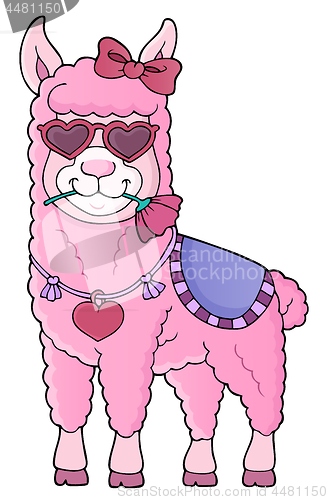 Image of Llama with love glasses theme image 1