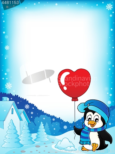 Image of Cute Valentine penguin theme frame 1
