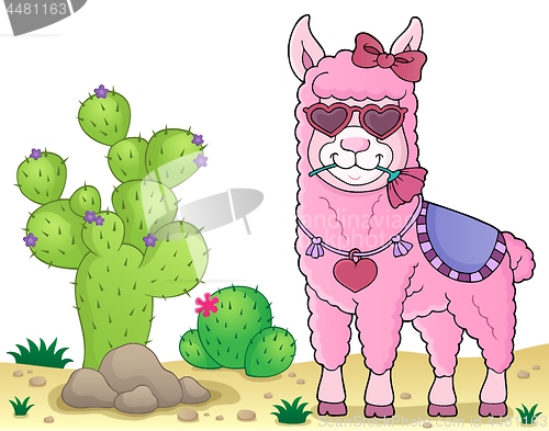Image of Llama with love glasses theme image 3