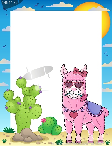 Image of Llama with love glasses theme frame 1