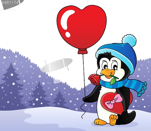 Image of Cute Valentine penguin theme image 4