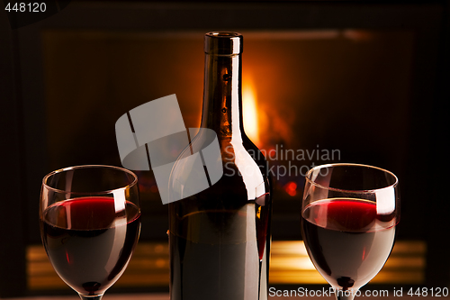 Image of Wine and fireplace