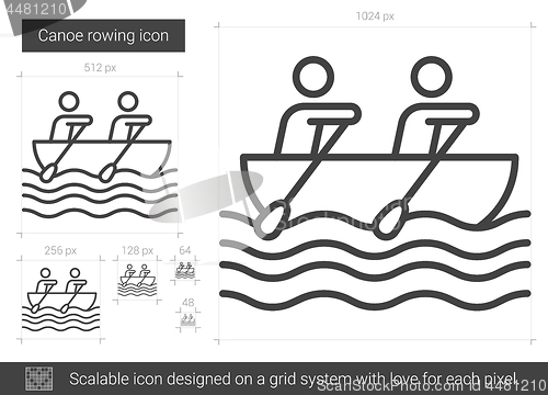 Image of Canoe rowing line icon.