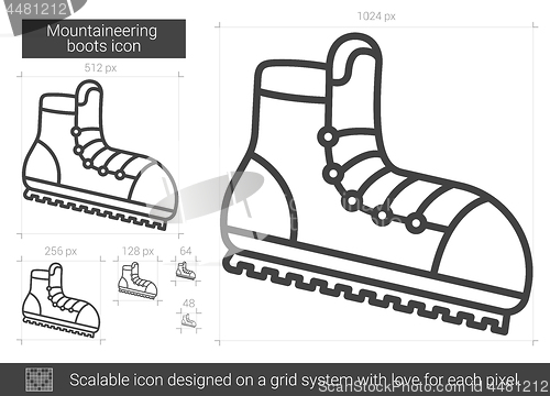 Image of Mountaineering boots line icon.