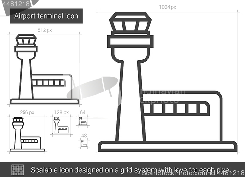 Image of Airport terminal line icon.