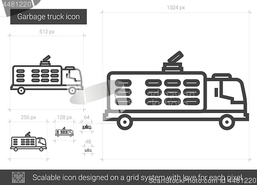 Image of Garbage truck line icon.