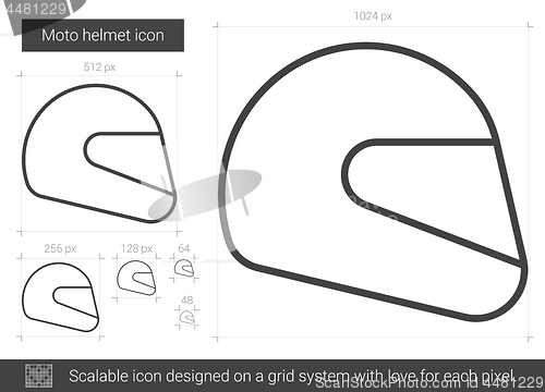 Image of Moto helmet line icon.