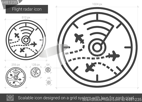 Image of Flight radar line icon.