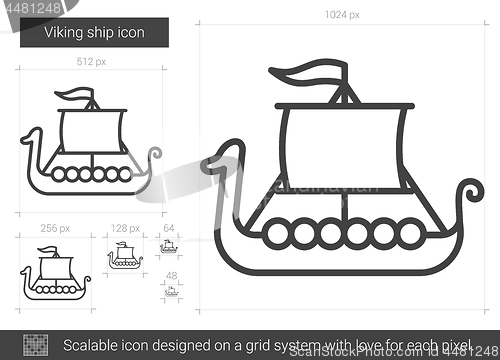 Image of Viking ship line icon.