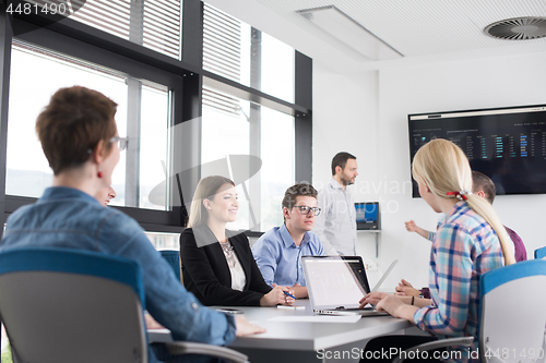 Image of Business Team At A Meeting at modern office building