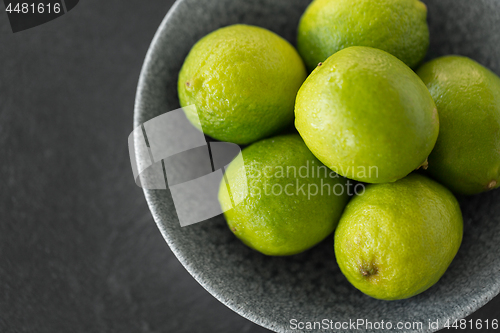 Image of close up of whole limes in bowl