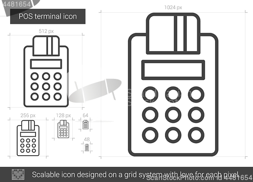 Image of POS terminal line icon.