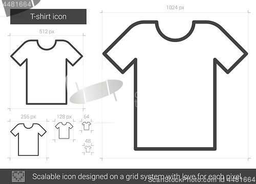 Image of T-shirt line icon.