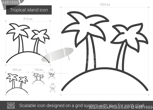 Image of Tropical island line icon.