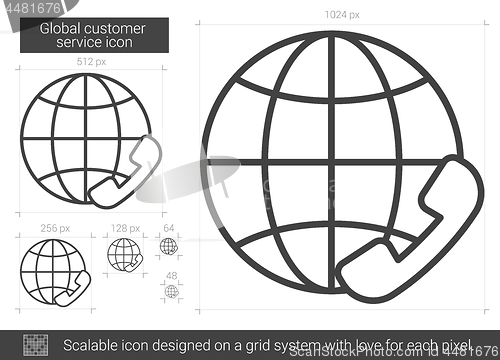 Image of Global customer service line icon.