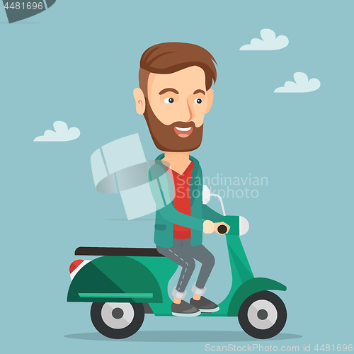 Image of Man riding scooter vector illustration.